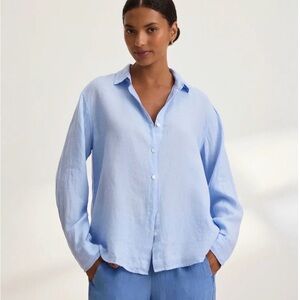Velvet by Graham & Spencer with Cleo Wade White 100% Linen Sisi  Button-Up Shirt